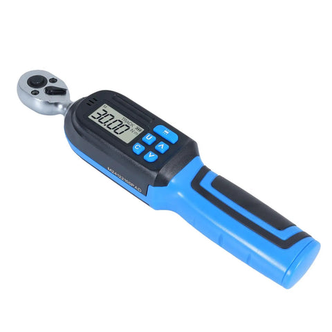 Digital Torque Wrench With Electronic Ratchet, Quarter Inch Drive, 1.5 To 30 Nm Range, Memory Data Storage, Buzzer And LED Indicator, Ideal For Car And Motorcycle Maintenance And Repair, blue handle