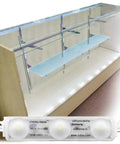 Glass display cabinet lit by 12.5ft LED Kit With Dimmer For Showcases Display Cabinets Under Cabinet Lighting And Dressing Room Mirrors.
