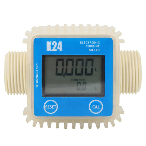 One Inch Gasoline Fuel Flow Meter With LCD Display Pro Grade Anti Drip Easy To Use Flow Meter front view