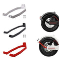 Rear Wheel Mudguard Bracket for M365 Pro Electric Scooter in black, red, and grey, shown with installation on scooter wheel