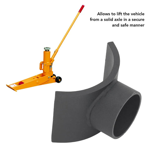 Bottle Jack Lifting Saddle For Axles Beefed Up Heavy Duty Jack Pad Adapter with yellow jack, fits 2-4 inch pads, Dana axles