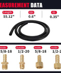 Beefed-Up 40K Transmission Oil Cooler Kit With Low Pressure Drop, Hose and Fittings, Length 55.12 in, OD 0.6 in, ID 0.35 in