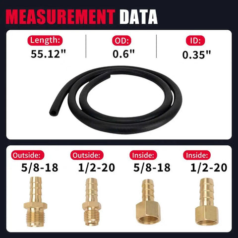 Beefed-Up 40K Transmission Oil Cooler Kit With Low Pressure Drop, Hose and Fittings, Length 55.12 in, OD 0.6 in, ID 0.35 in