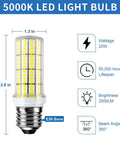 Mega Bright LED Corn Light Bulb 200W Equivalent 2500 Lumens 5000K Cool Daylight White E26 E27 Base Pack Of 4