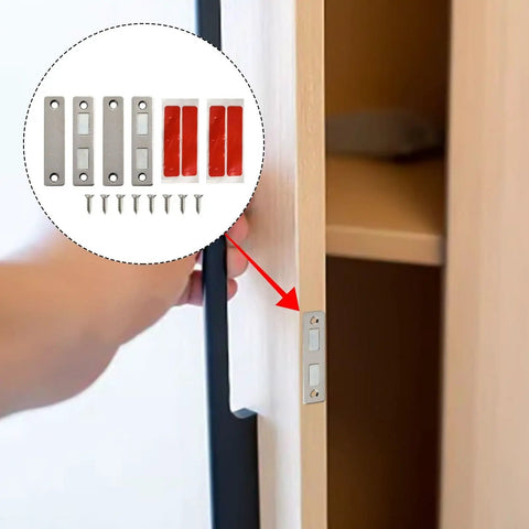 Ultra Slim Magnetic Door Catch With Dual Strong Magnets For Kitchen Cabinets And Closets Stainless Steel Cabinet Latch Easy
