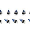 80 Piece DPDT Self Locking 6 Pin Micro Push Button Switch Set, Power Latching Buttons displayed in two rows
