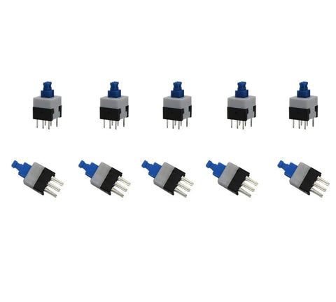 80 Piece DPDT Self Locking 6 Pin Micro Push Button Switch Set, Power Latching Buttons displayed in two rows