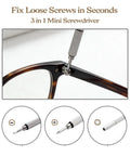 Eyeglass Curvature Adjuster Kit For Comfortable Fit Frame Bender Temple Arm Shaper Nose Pad Adjuster No-Hassle DIY Glasses Repair Set With 3-in-1 Mini Screwdriver shown adjusting glasses