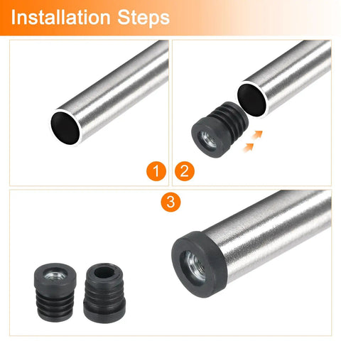 Six Pack M8 Threaded Tube Inserts For 16 To 18mm Pipes Black Plastic Plugs That Accept Caster Wheels Or Adjustable Feet On Furniture Legs And Chairs 19mm Diameter 22mm Length Fits 16 To 18mm Inner Diameter