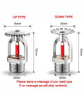 Heavy Duty Copper Fire Sprinkler Head 5 Pack Kit For Emergency Suppression Systems 68 Degree Activation showing up and down types.
