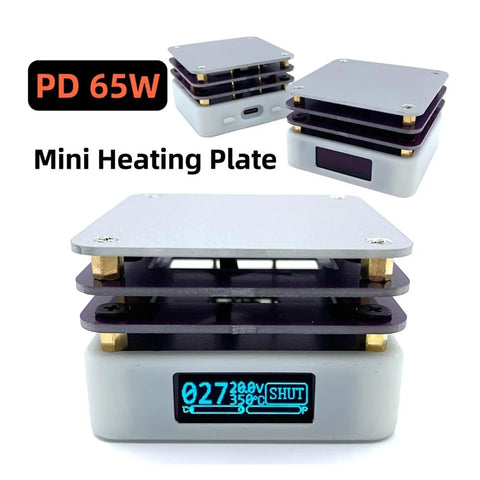 65W Mini Hot Plate SMD Preheater Soldering Desoldering Rework Station For PCB Boards LED Strip Repair Tool with display