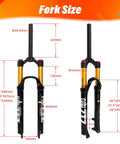 Air Mountain Bike Suspension Fork For 26 27.5 29 Inch Bikes Built For Rough Trails 120mm Travel size specifications shown