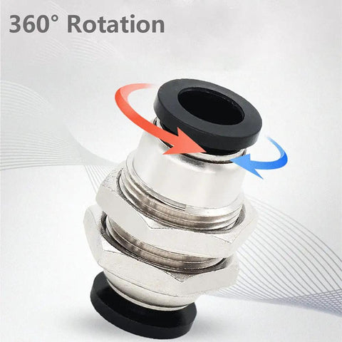 360° view of 10 Pack Bulkhead Union One Quarter Inch To One Quarter Inch Push To Connect Pneumatic Tube Fittings