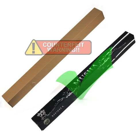 Counterfeit warning for Handmade Japanese Shirasaya Samurai Katana Sword With Full Tang Razor Sharp Carbon Steel Blade Dark Stained Wood Scabbard