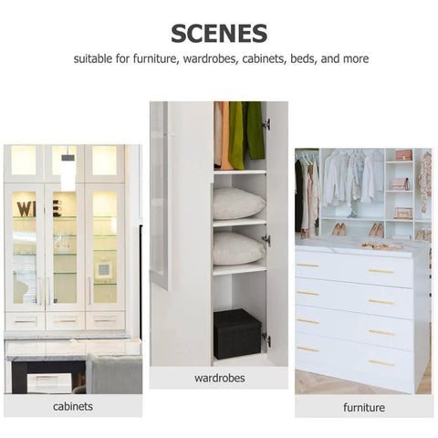 100 Piece Cam Lock Fittings With Invisible Hardware Self Tapping Cabinet Connectors And Nylon Wood Dowel Plugs in stylish cabinet and wardrobe displays.