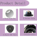 Product detail of Heavy Duty 12 Pack Stainless Steel Ball Casters With Easy Peel Stick Setup showing foam pad, secure grip, ABS shell, and rounded corners.