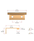 1-Inch Center-To-Center Satin Gold Modern Cabinet and Drawer Edge Pull Handle with dimensions and wood screws included
