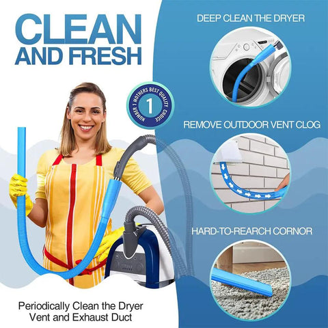 Universal Vacuum Hose Attachment For Dryer Vent Cleaning Kit Fits All Vacuums Blue Deep Reach For Behind Appliances And Narrow Spaces
