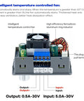 Buck Boost DC Power Converter CC CV 0.6 To 36 Volt Output 5 Amp Lab Power Supply Module with fan and terminals