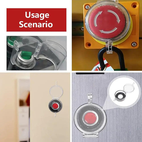 Emergency Stop Button Lockout Cover Kit 1.18 Inch 30mm Round Push Button Switch Guards Padlock Ready with adhesive foam, usage scenarios