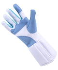 Right Hand Practice Fencing Glove With Anti Slip Leather Palm For Epee Foil And Sabre Bout Practice Extended Cuff Wrist Protection XL Palm Width 9.74 Inches Durable Grippy Training Glove, side view showing anti-slip design and extended cuff.