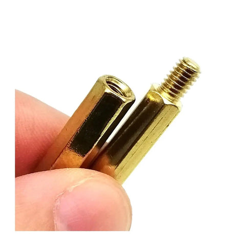 Pro Grade Brass Copper PCB Standoff Hex Spacer Kit For Electronics DIY M2 M2.5 M3 M4 Sizes With Nuts Washers Pillars Screws, brass spacers close-up