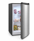 Built Tough 3.1 Cu Ft Upright Freezer Freestanding Deep Chill Unit With Reliable Dial Thermostat and food storage inside.