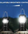 LED Lanterns Battery Powered For Camping And Outdoors, Collapsible, showing brightness levels, 2 Pack