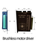 Close-up of a brushless motor driver BLC-120A with dimensions shown, suitable for use with Powerful 70W 57mm Brushless DC Motor Kit.