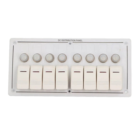 8 Gang Aluminum Alloy Toggle Switch Panel With Overload Protector And 3 Reset Buttons IP65 Prewired For Marine RV Boat Lighting