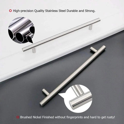 20 Pack Dope Modern Cabinet Pulls Stainless Steel Brushed Nickel Round Bar Handles With 10 Inch Center To Center Holes