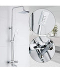 UMJIGF Shower System with Cold and Hot Water Wall Mounted Shower Faucet Set features a chrome handheld shower head and faucet.