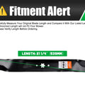 42 Inch Mower Blades With 6 Star Mounting Pattern For Bronco Pony XT1 LT42 42 Inch Deck Zero Turn Lawn Tractor Mulching Type 1 942-0616A 742-0616A Replacement featuring length measurement and fitment alert.