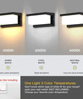 Outdoor Wall Porch Light LED Matte Black Exterior Lamp IP65 Waterproof With Three Color Temperature Options display