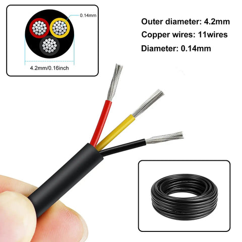 18 AWG 2 Conductor Red Black Hookup Wire 100FT Low Voltage LED Cable Tin Plated Copper Insulated Stranded Wire For DIY Projects Flexible Durable Electrical Wiring cross section and full roll view