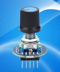 Three Pack Rotating Encoder Module With Potentiometer 5V Rotation Sensor For Mechanical Projects Unlimited Rotation Easy Reset And Accurate Counting For DIY Electronics Projects, black knob