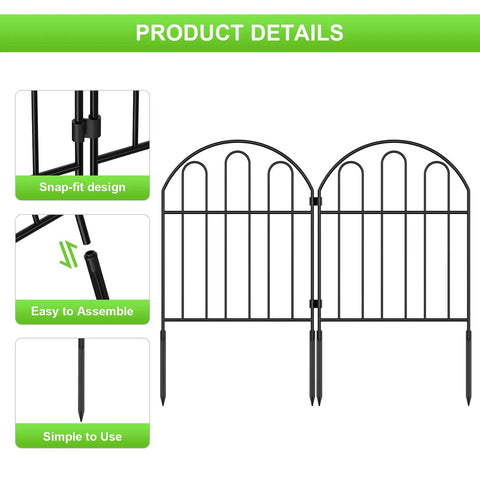 Decorative Garden Fence Panels 10 Pack, 22 Inch High By 13 Inch Wide Metal Border Edging For Outdoor Patio And Yard, 10 Feet Total Length When Connected, Rustproof Arched Fence For Gardens Borders And Pathways
