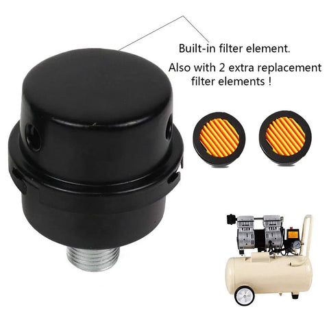 Two Pack Air Compressor Silencer Filter Metal Intake Noise Muffler Half Inch Pipe Thread 20mm for oil less air compressor