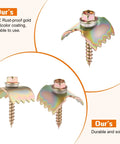 Heavy Duty Galvanized Fence Staples 200 Pack Rut Resistant Wire Nails For Mesh And Barbed Fencing Quick Setup With Electric Drill Tough As Nails Secure Your Property Effortlessly close-up view of multi-colored galvanized fence staples with a screw.
