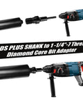 Core Drill Bit Adapter 1-1/4 in 7 UNC Male to SDS Plus Shank Conversion for Diamond Core Bits and Concrete Hole Saw