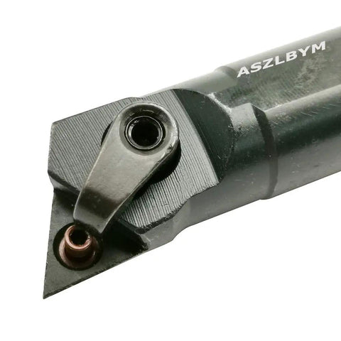 Close-up of Five Eighths Inch By Seven Inch Beefed-Up Carbide Indexable Boring Bar Turning Tool Holder S16Q-MTJNR16 insert section