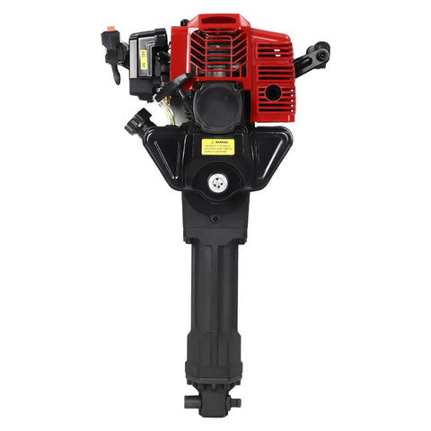 Front view of Gas Powered Demolition Jack Hammer 52cc 2 Stroke With Pointed And Flat Chisels, Heavy Duty Concrete Breaker