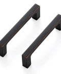 30 Pack Solid 3-1/2 Inch Square Cabinet Handles In Oil Rubbed Bronze - Durable Drawer Pulls For Kitchen Cabinets, 3-Inch Center To Center Mounting Holes
