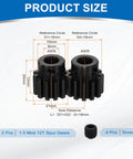 Image showing 2 Pack 1.5 Mod Pinion Gear 12T 8mm Bore 1045 Hardened Steel with dimensions and components included.