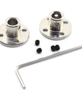 1/4 Inch Flange Shaft Coupling, Metal Axis Bearing Fittings, Rigid Coupler For Stepper Motor And RC Models, Built To Last Shaft Coupler 2 Pack For Precise Motion And Easy Install, with screws and hex key