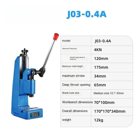 Heavy Duty Desktop Manual Punch Press Machine Point Four Ton Compact Hand Operated Rig For Small Hardware And Zipper Fixups Easy No Sweat Setup Slick Daily Operation