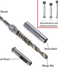 4-piece self-centering hinge drill bit set with hex shank and brass shell for wood door hinge holes
