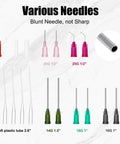Applicator Syringe Set With Blunt Tip Needles And Luer Lock Caps For Precise Bonding And Easy Flow Pro Grade Build Includes 1ml 3ml 5ml 10ml And 20ml Syringes With Sealed Caps And Durable Dispenser Tips; assorted blunt needles