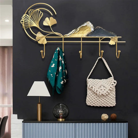 Modern Wall Mount Coat Rack Featuring Seven Heavy Duty Metal Hooks That Truly Knock Your Socks Off For Entryway Organization with decorative design.
