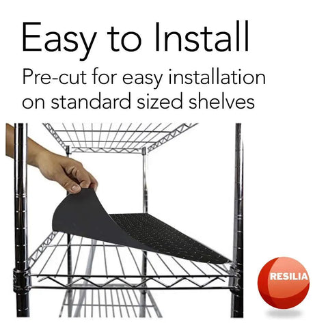 Heavy Duty Anti Slip Shelf Liner Set For Wire Shelving, 4 Pack, 18 By 48 Inches, Black Diamond Pattern being installed